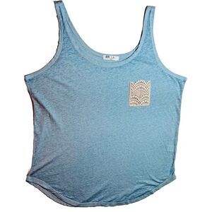 Women's Cream Crochet Lace Pocket Scoop Neck Tank Top-Awake, Light Blue, Large